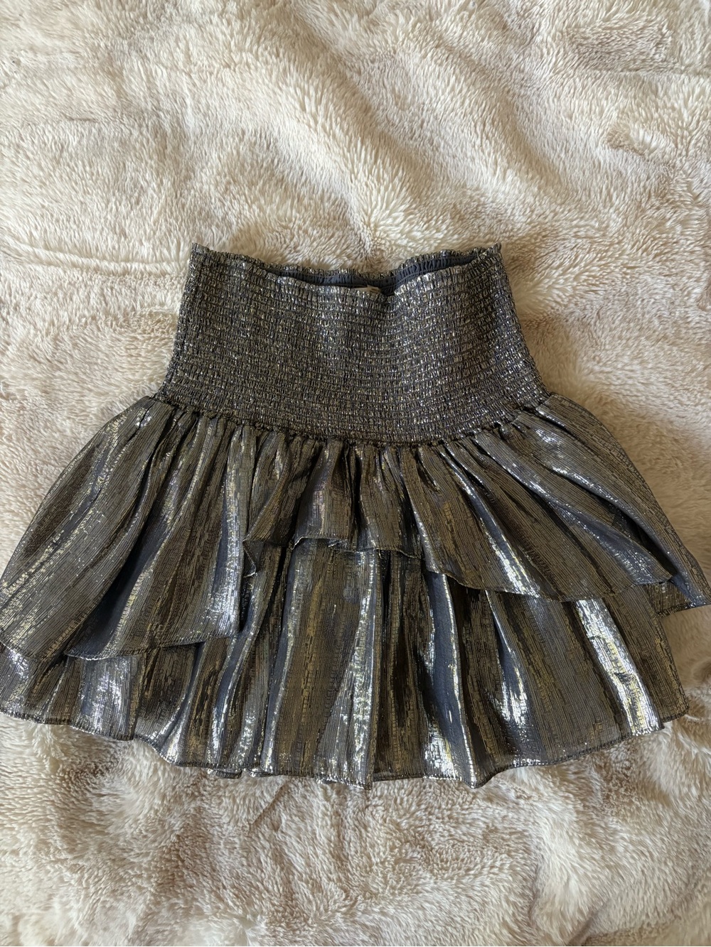 Ramy Brook Eva Shimmery Metallic Tiered Women's Skirt - Gold